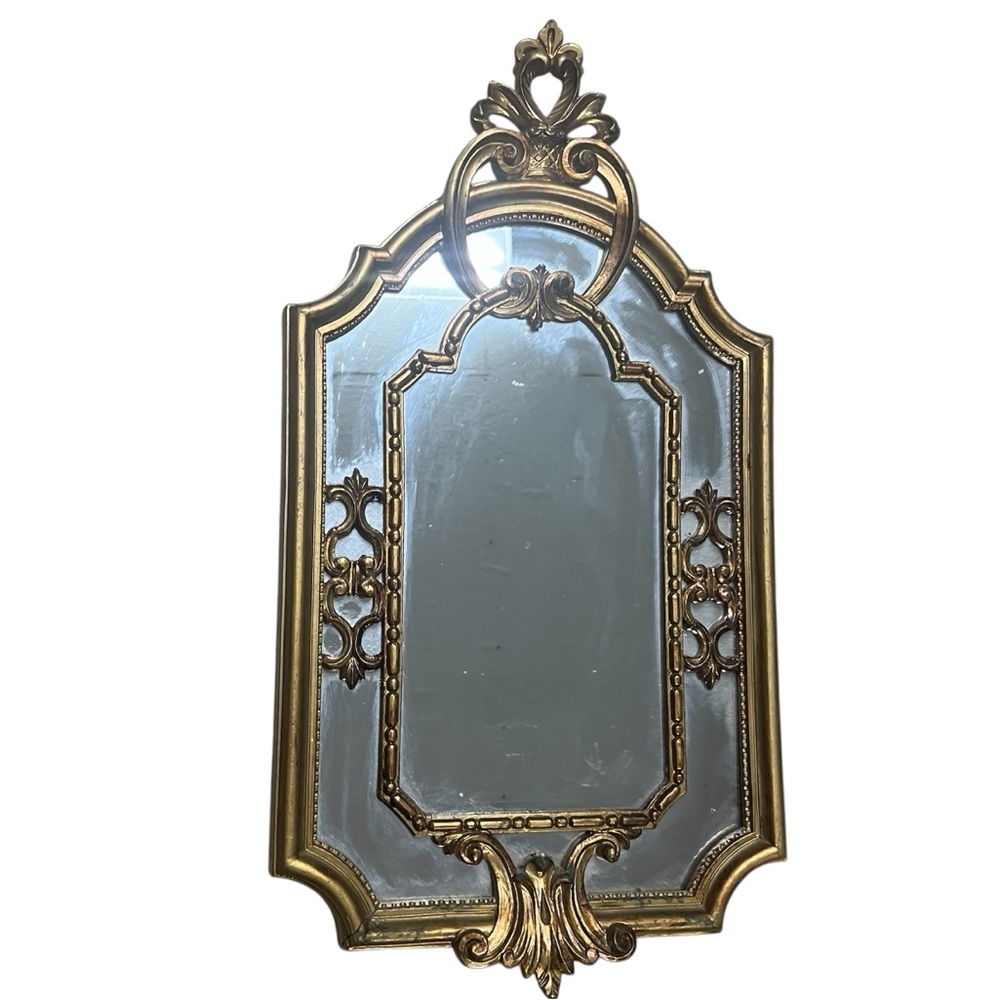 Vintage Gold Italian Gilt Wood Wall Mirror Rococo Hollywood Regency Accent ITALY